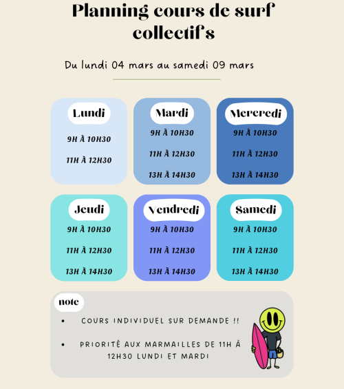 planning-cours-collectif planning cours de surf